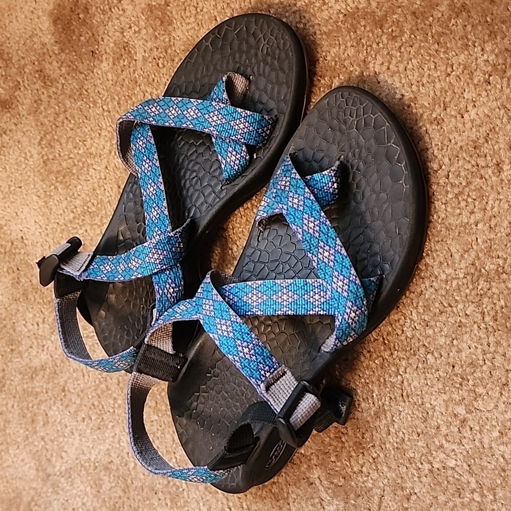 Chaco Classic Z/2 Sandals in Teal purple diamond weave